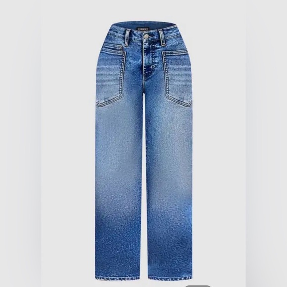 Flamingals Wash Mid Waist Straight Leg Jeans NWT - Picture 3 of 7